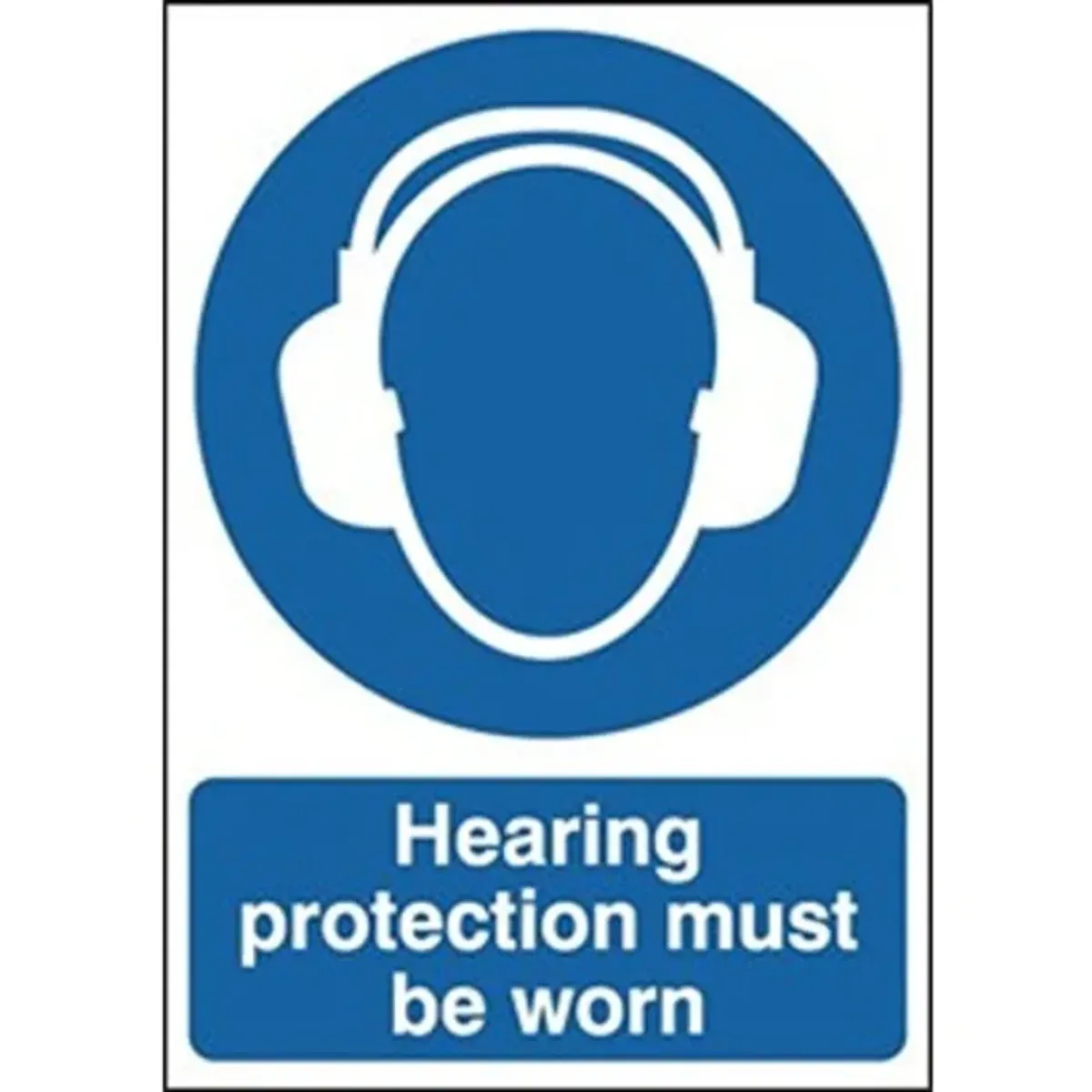 Mandatory Ear Protection Sign With English Text