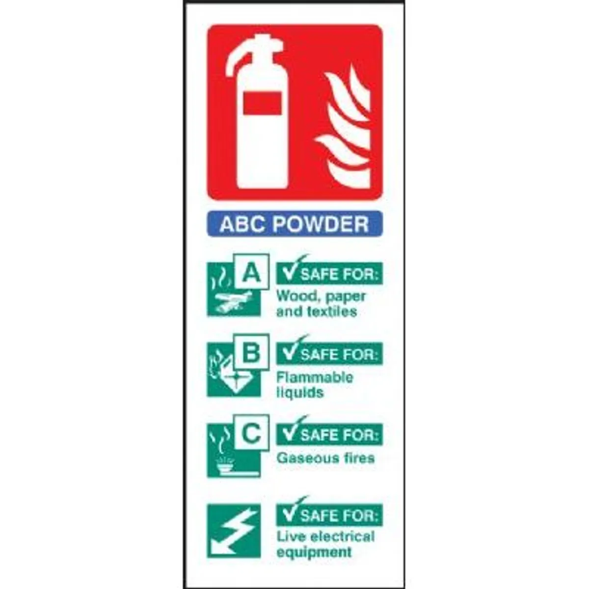 Dry Powder Fire Extinguisher Sign – Vinyl – 7.5 x 20 cm
