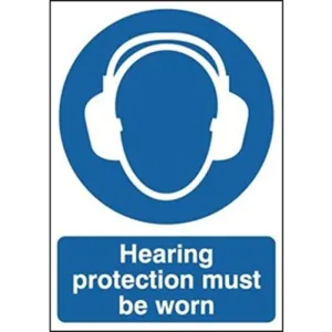 Mandatory Ear Protection Sign With English Text